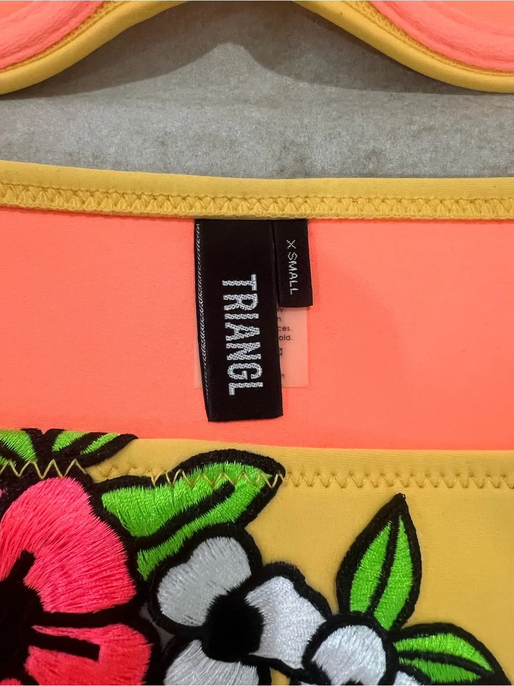 triangl swimwear Yellow Floral Embroidered Bikini Set